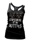 stop staring at my kitties cat lovers halloween black cats tank by pinky star