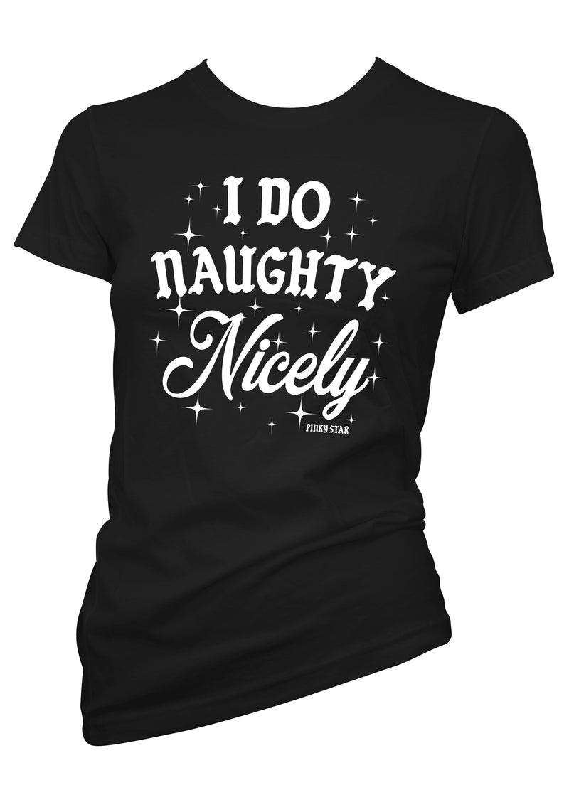 I Do Naughty Nicely Black Tee