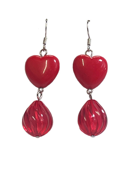 Ruby Heart Earrings